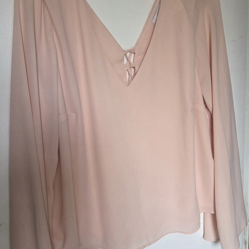 Forever 21 1XL Pink V-Neck Blouse